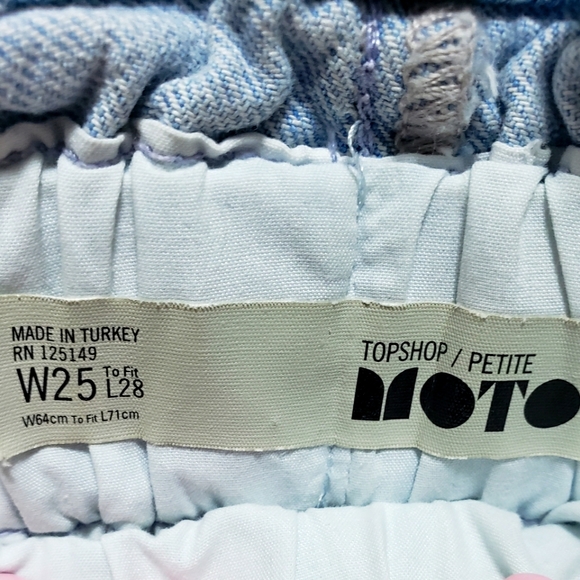 Moto Capri Pants Light Denim Drawstring Elastic Waistband Size 25 - Picture 7 of 9